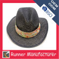 Black wholesale straw cowboy hats with decoration band
